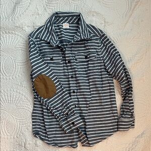 Gymboree Kids Blue and White Striped Shirt with Brown Elbow Patches